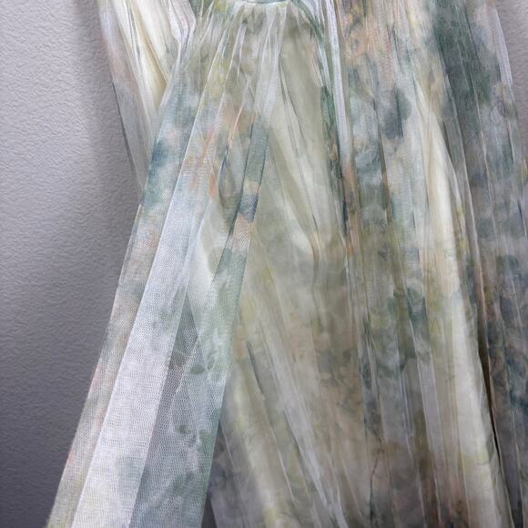Jenny Yoo Collection 10 Annabelle Print Maxi Dress Ivory Sage Watercolor Pleated - Picture 9 of 12